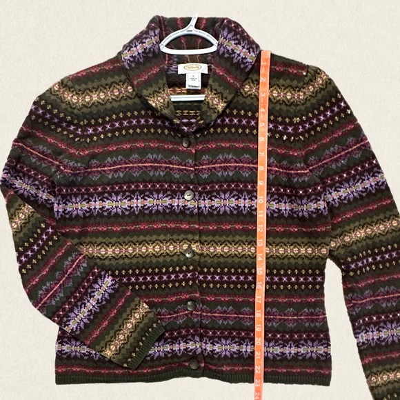 Talbots VINTAGE Wool Blend Fair Isle Shawl Collar Button Down Knit Cardigan - Picture 6 of 8